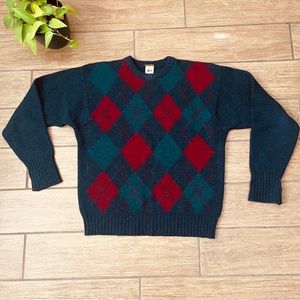 Vintage Norstrom Argyle Wool Sweater Size Medium